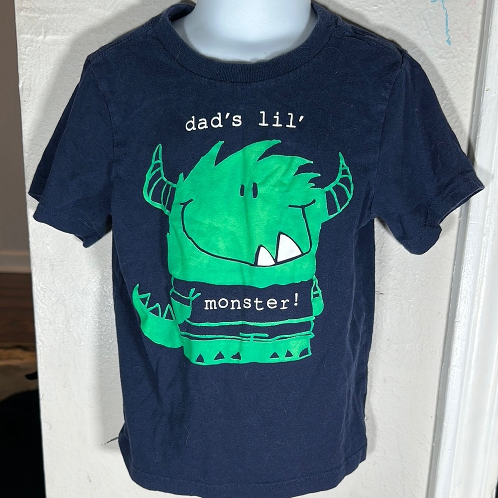 Place Blue and Green Short Sleeve Tee with Monster Design